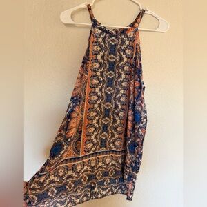 The Limited Women’s Orange/Blue Patterned Sleeveless Top
